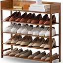 Suwoic Bamboo Shoe Rack Organizer, 5 Tier Shoe Shelf Storage Organizer, for Entryway, Hallway, and Closet (Brown-31.5)