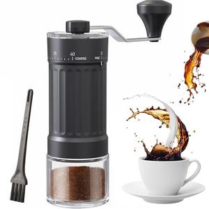 Manual Coffee Grinder, 40 External Adjustable Settings, Portable Conical Ceramic Burr Coffee Bean Grinder, 30g Hand Crank Coffee Mill for Espresso, Pour Over, French Press, Travel, Camping, Office