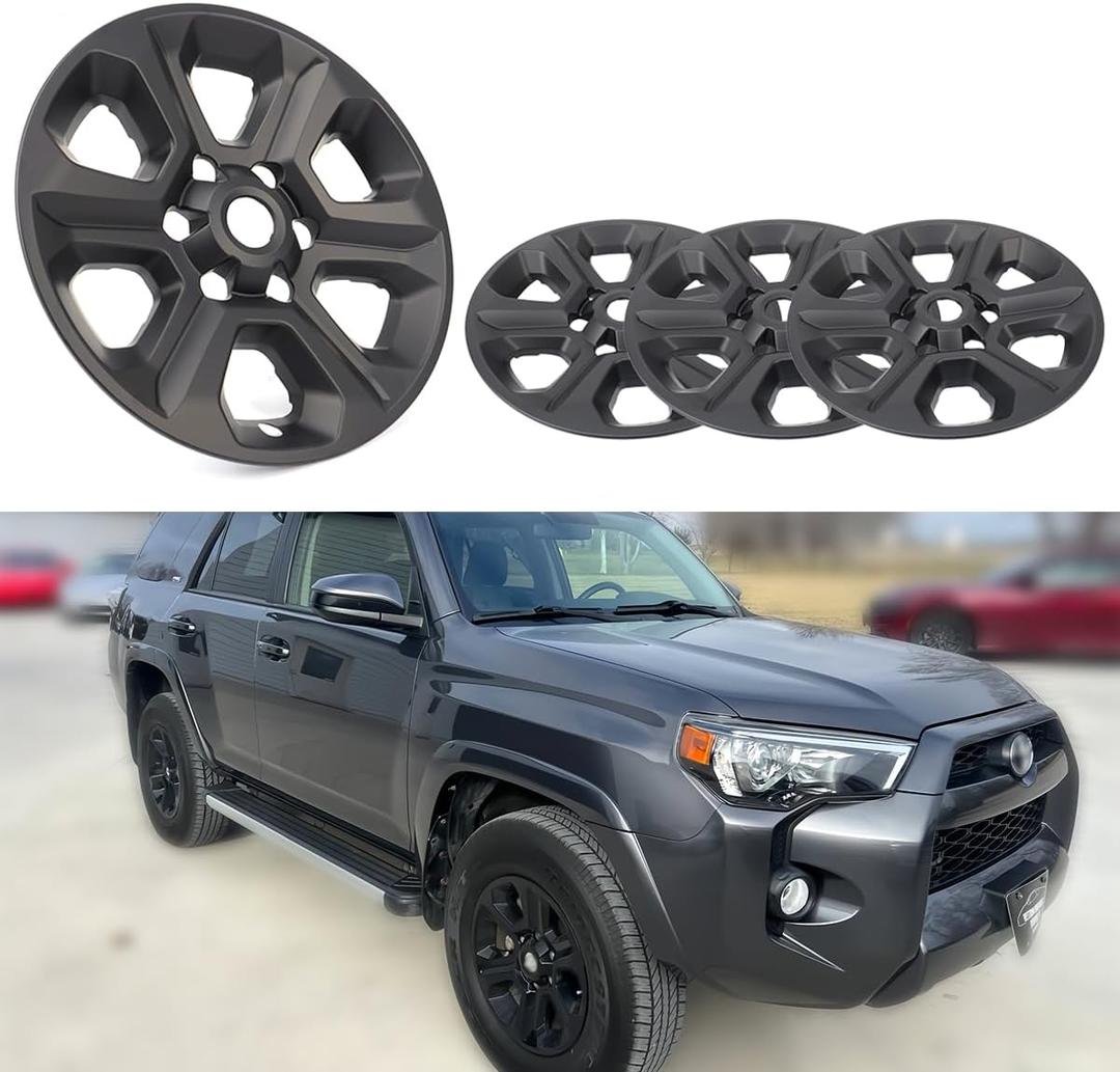 17 inch Hubcap Wheel Skin Covers Compatible with 2014-2024 Toyota 4Runner SR5, Durable ABS Plastic Rim Covers (Set of 4), Fit for Standard Wheels - Snap On Tire Cover Replacement (Matte Black)