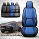 Car Seat Cover Custom Fit for Dodge Ram 1500 2500 3500 2009-2026 Faux Leather Seat Cover Set Compatible with Crew Quad Regular Cab Pickup Truck Cushions (Black Redline, Full Set, Flat Rear)
