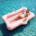 HeySplash Inflatable Tanning Pool Lounger Float, Suntan Tub for Adults, Blow Up Sunbathing Pool with Integrated Pillow and Cup Holder, Heavy Duty Tanning Bed for Backyard Lake Beach