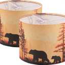 Lamp shades Set of 2, Medium Bear Fabric Lampshades for Table Lamps, Floor Lamps, 13" Top x 13" Bottom x 10" High (Spider) Hand Crafted Replacement Lampshades,Lamp Shade Harp Holder Not Included