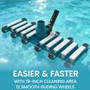POOLWHALE 19" Professional Weighted Pool Vacuum Head with Wheels, Extra-Wide, Swivel Hose 1-1/2 or 2, Flexible Swivel Direction-Control Handle for Swimming Pools - Deep Cleaning on All Surfaces
