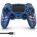 ISHAKO Controller for PS4, Wireless Game Controller for PlayStation 4/Pro/Slim/PC Windows, with 1000mAh Battery, 4-modes RGB LightingDouble Vibration, 6-Axis Motion Control Blue