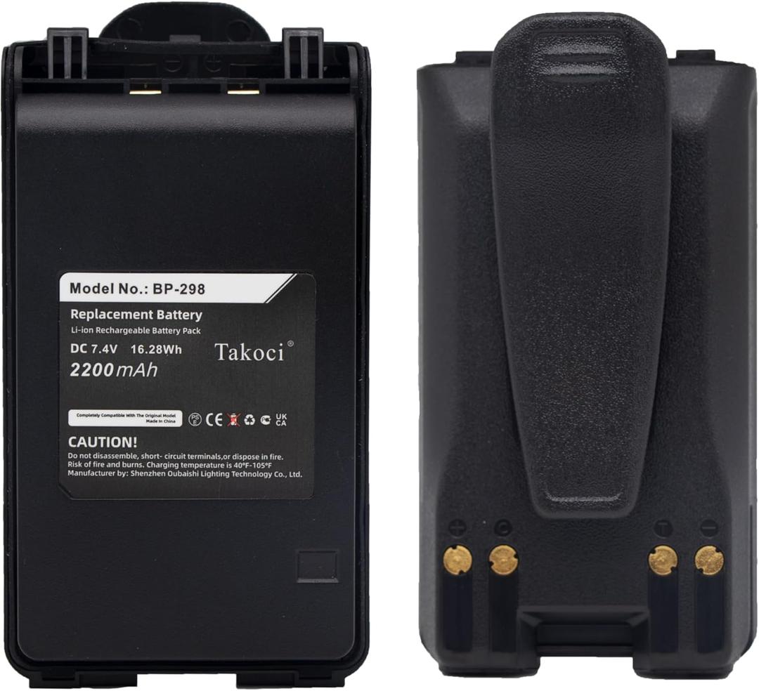 (2Pcs) Replacement Battery for BP-298 IC-V86 IC-V80 IC-T70A IC-T70E IC-F30 Radio 2200mAh 7.2V