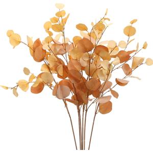 3 PCS Artificial Eucalyptus Stems Long 33" Fake Eucalyptus Leaves Branches for Vase Home Wedding Party Decorations, Champagne
