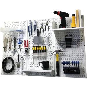 Wall Control Pegboard Organizer 4 ft. Metal Pegboard Standard Tool Storage Kit with White Toolboard and White Accessories