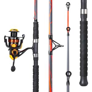 Sougayilang Progressive Glass Fishing Rods Combo with Spinning Reel Strong 100% Phenolic Glass Blanks 2Pcs Pole-7'0" with 4000 Size Reel