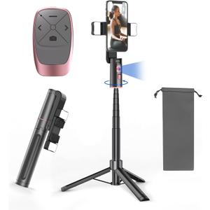 Extendable Auto Face Tracking Tripod with Light, 360 Rotating Tripod, Both Auto or Manual Moving Control, Smart Cameraman Shooting for Video, Vlog, Live Stream (Pink)