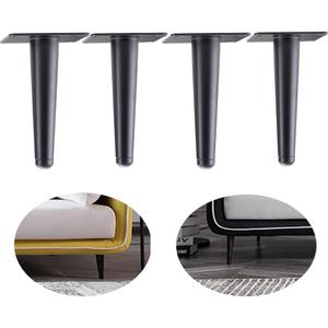 Straight Furniture Table Legs 6 Inch, Round Tapered Metal Furniture Legs Black, Modern Dresser Cabinet Sofa Support Feet Replacement, Set of 4