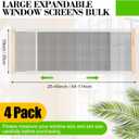 Hicarer 4 Pcs Adjustable Window Screen, 10 Inches High x 25-45 Inches Wide