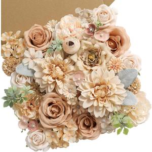 Serra Flora Artificial Flowers Combo Box Set Faux Flowers Bulk Flower Leaf with Stems for DIY Wedding Bouquets Centerpieces Baby Shower Party Home Decorations (Nude Color)
