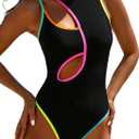 Hilinker Womens Cut Out One Piece Swimsuit Monokini Sexy Slimming Tummy Control Bathing Suit, Small