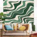 Moyrisou Sage Green Swirls Tapestry Retro 70s Danish Pastel Abstract Aesthetic Bedroom Wall Art Tapestries, Vintage Cottage Fairycore Simple Hippie Posters Wall Tapestry for Home Office Dorm 60X40IN