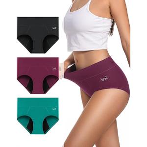 RUIXUE Period Underwear For Women Heavy Flow, Leakproof Panties High Waisted Cotton Postpartum Teens Hipster Briefs 3 Pack, Size: XL