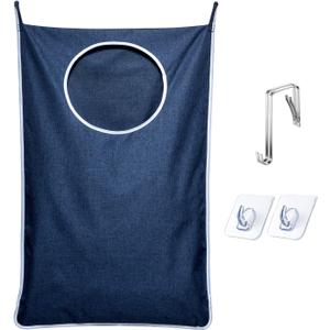 KEEPJOY XL Hanging Laundry Hamper Bag, Hanging Hamper with 2 Strong Hooks for Dirty clothes Door Hanging Laundry bag Large Size 36X22 inch (Blue-1Pack)