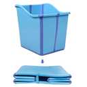 W WEYLAN TEC Foldable Bathtub Toddler Kid Children Bath Tub Blue (Medium (Pack of 1))