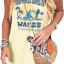 Summer Graphic Tank Dress for Women Sun Salt Sand Coconut Tree Mini Dress Shirts Hawaiian Sleeveless Swim Cover up, Medium 