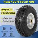 GICOOL 4.10/3.50-4" Flat Free Tire and Wheel, 10" Heavy Duty Solid Tire, 5/8" Axle Bore Hole, 2.2" Offset Hub, for Hand Truck Garden Cart Wagon Trolley Dolly Replacement, 2 Pack