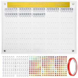 240 Colors Nail Display Board, Nail Color Display Acrylic Nails Sample Displays Acrylic with Fake Nails for Color Displays, DIY Colors Swatches and Professional Salon Decoration-White