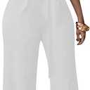 LalaLin Sexy Sleeveless Jumpsuit for Women V Neck High Waisted Long Wide Leg Pant Button Down Party Romper,XL