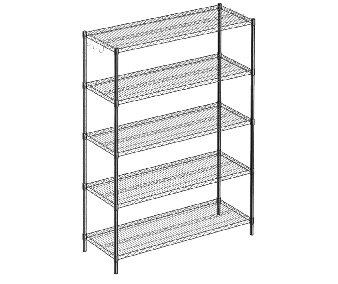 5-Shelf Adjustable Metal Shelf Wire Shelving Unit Heavy Duty Storage Rack Display Shelf for Office,Kitchen,Bedroom,Bathroom,Laundry,Pantry Basement,Garage(Black,48" L x 18" W x 72" H)