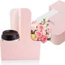 MAQIHAN 2 Cup Drink Carrier with Handle - 12Pcs Disposable Paper Cardboard Coffee Cup Holder Portable Drink Caddy Cup Carriers Foldable to go Cup Holder Food Delivery Accessories for Hot/Cold Drinks (Pink)