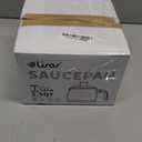 2.5 Quart Non-stick Ceramic Sauce Pan with Lid, Small Milk Pots for Cooking with Pour Spout, Aluminum stock Pot Wood Handle for kitchen, PFAS-Free, White