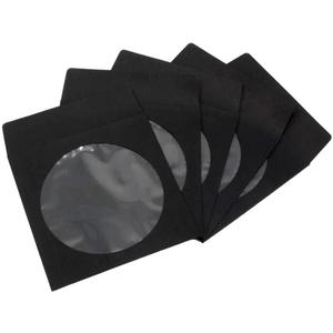 100 Pack Maxtek Premium Thick Black Color Paper CD DVD Sleeves Envelope with Window Cut Out and Flap, 100g Heavy Weight.