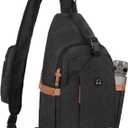 Sling Bag for Men, Large Crossbody Bag Men with Anti Theft Tunnel Lock Zipper Canvas Sling Backpack for Travel Hiking, Small, Black 
