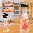 2 x Plastic Water Carafe, Leak-Proof Flip Lid Design, 35oz/51oz Capacity for Juice, Iced Tea, Lemonade, Suitable for Kitchen, Refrigerator, Picnics, Parties, Restaurants (2, Black lid, 35 oz)