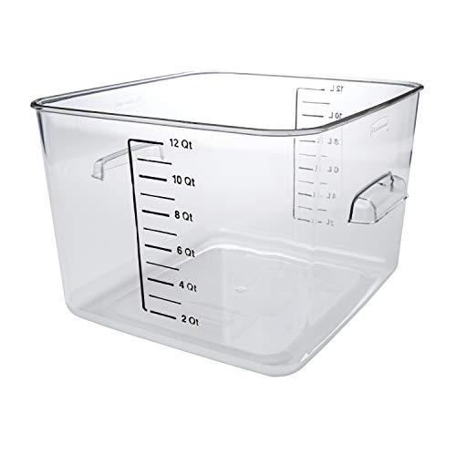 Rubbermaid Commercial Products Space Saving Square Food Storage Container 12 Quart Clear for Kitchen/Sous Vide/Meal Prep