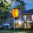 Hot Air Balloon Lantern with Flame, Solar Powered Hot Air Balloon Lights Hanging Solar Lanterns Outdoor Waterproof for Garden Porch Yard Patio Pathway Decor