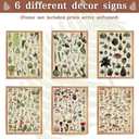 Fainne Set of 6 Plant Poster Vintage Botanical Prints 12 x 16 Inch linen Decorative Wrap Poster Tree Art Picture Vintage Mushroom Floral Nature Decor Cactus Prints