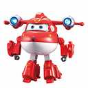 Super Wings 6'' Airplane Toy Action Figure, Deluxe Transforming Supercharged Jett, Toys for Kids, Airplane Toys with Light and Sound Effects for Boys & Girls Ages 3 and Up, Red