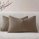 A Moment Pack of 2 Decorative Chenille Throw Pillow Covers with Twill Cushion Covers for Sofa Living Room Couch Bed 12x20 Inch Dark Brown