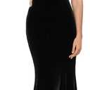 Betsy & Adam Women's Long Velvet Sleeveless One Cold Shoulder Stretch Sheath Gown (10, Black)