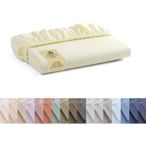 Linen Home 100% Cotton Percale Weave Fitted Sheet, Twin Size, Cream, 1 Deep Pocket Fitted Sheet, Fits Mattress Upto 16" Crisp and Cool Strong Bed Linen, 39"X75"+15"