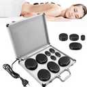 Hot Stone Massage Set, Portable Hot Stones Massage Warmer Kit with Heating Box, Hot Rocks Basalt Stones with Heater for Home Spa Warming Therapy Relaxing (Black, 9 Pcs)