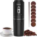 KAWU Portable Electric Coffee Grinder, USB Rechargeable, Conical Burr, Battery Powered, SOE Coffee Bean Coffee Maker, Small Cordless Compact for Travel, Camping, Car