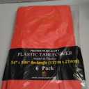 Party Solids Pack Of 6 Premium Plastic Tablecloth 54 Inch x 108 Inch Rectangle Plastic Table Cover - Red