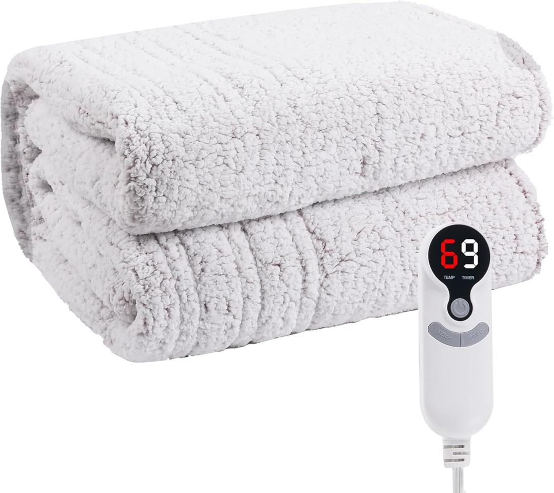 Electric Heated Blanket Full Size 72"84" with 6 Heating Levels & 10Hs Auto Off, Heating Blanket Double Sided Sherpa, Fast Heating, Machine Washable for Christmas Gift - Light Gradient Purple