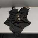 B2prity One Piece Swimsuit for Women Cutout Monokini Color Block Bathing Suit Ruched Sexy Swimwear (Large, Black)