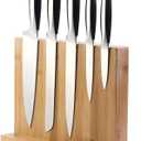 KITCHENDAO Luxury Double Sided Bamboo Magnetic Knife Block Holder without Knives with Enhanced Powerful Magnets, Cutlery Display Stand and Storage Rack Large Capacity, Easy to Reach, Easy to Clean