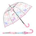 Kids Clear Bubble Umbrella with Dome Canopy for Toddler Girls, Unicorn A