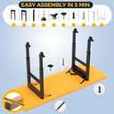 28"-47" Adjustable Workbench Legs with Power Strip | 19.7" Wide Heavy Duty Metal Table Legs | Industrial Desk Frame with 4 Locking Wheels & 4 Feet | Versatile DIY Base for Garage, Study & Crafting