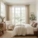 MYSKY HOME Taupe Curtains for Bedroom Living Room 84 Inch Length 2 Panels Set, Semi Sheer Soft Touch Light Filtering Drapes for Sliding Glass Door Farmhouse Boho Curtain, 50" Wide, Taupe, 2 PCs