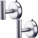 DGYB Large Suction Cup Hooks - Set of 2 Brushed Nickel Towel Hooks for Bathrooms - Stainless Steel Suction Shower Hooks - 15 Lb Removable Wall Hooks for Hanging Heavy Duty
