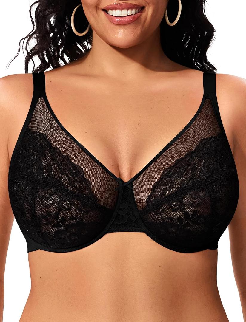 ProKloud Minimizer Bras for Women Full Coverage Supportive Plus Size Unlined Lace Underwire Bra, 38DD