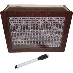 4 x Wooden Piggy Bank for Kids Adult, Wooden Saving Money Piggy Bank for Girls and Boys Money Box Jar for Coin Cash, Reusable Money Box with Counting Target and Numbers to Check for Boys Girls